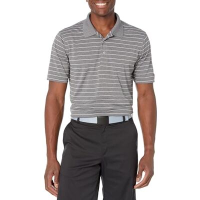 Amazon Essentials Herren Golf-Poloshirt, Feuchtigkeitsableitend Schnell Trocknend, Kurzarm, Mittelgrau Meliert Weiß Streifen, XXL Amazon Essentials Herren Golf-Poloshirt, Feuchtigkeitsableitend Schnell Trocknend, Kurzarm, Mittelgrau Meliert Weiß Streifen, XXL