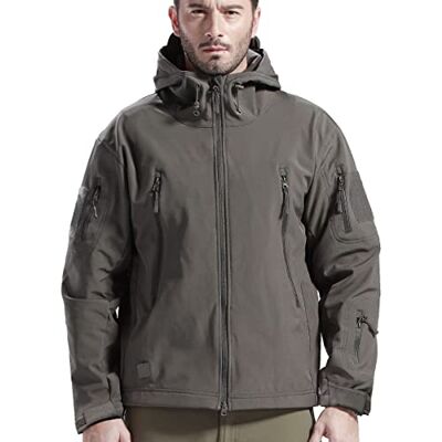 FREE SOLDIER Herren Winterjacke Military Softshell Jacken Outdoor Fleecefutter Winddichte Wasserdichte Jacke mit Kapuze Warme Taktische Jacken mit Mehreren Taschen für Jagdausflüge (Grau,L) FREE SOLDIER Herren Winterjacke Military Softshell Jacken Outdoor Fleecefutter Winddichte Wasserdichte Jacke mit Kapuze Warme Taktische Jacken mit Mehreren Taschen für Jagdausflüge (Grau,L)