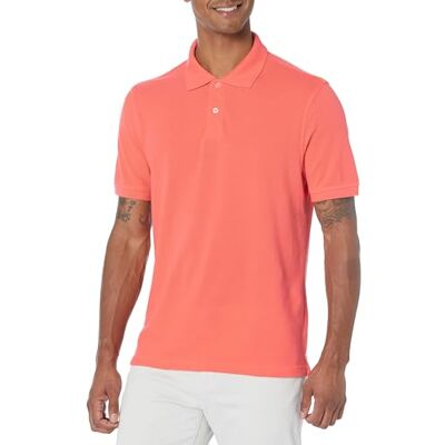 Amazon Essentials Herren Piqué-Poloshirt aus Baumwolle, Schmale Passform, Korallenorange, L Amazon Essentials Herren Piqué-Poloshirt aus Baumwolle, Schmale Passform, Korallenorange, L