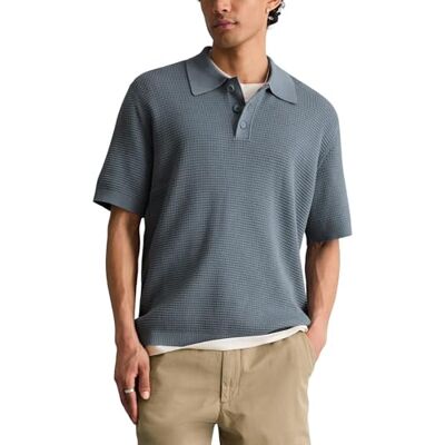 Marc O' Polo Marc OߴPolo Denim Herren Kurzarm-Poloshirt mit Waffelstruktur Regular Fit, Blau (Cadet Blue), XL Marc O' Polo Marc OߴPolo Denim Herren Kurzarm-Poloshirt mit Waffelstruktur Regular Fit, Blau (Cadet Blue), XL