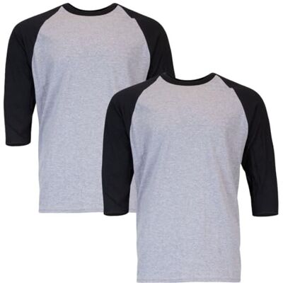 Gildan Herren Heavy Cotton 3/4 Raglan T-shirt Style G5700, Pack of 2 T Shirt, Sport Grau/Schwarz, S EU Gildan Herren Heavy Cotton 3/4 Raglan T-shirt Style G5700, Pack of 2 T Shirt, Sport Grau/Schwarz, S EU