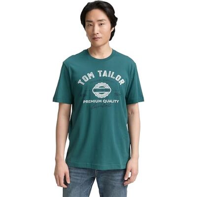TOM TAILOR Herren 1037735 T-Shirt Aus Baumwolle Mit Logo-Print, 14171 Jasper Green, M EU TOM TAILOR Herren 1037735 T-Shirt Aus Baumwolle Mit Logo-Print, 14171 Jasper Green, M EU