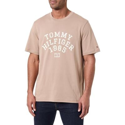 Tommy Hilfiger Herren T-Shirt Kurzarm Archive mit großem Logo, Beige (Coastal Taupe), XL Tommy Hilfiger Herren T-Shirt Kurzarm Archive mit großem Logo, Beige (Coastal Taupe), XL