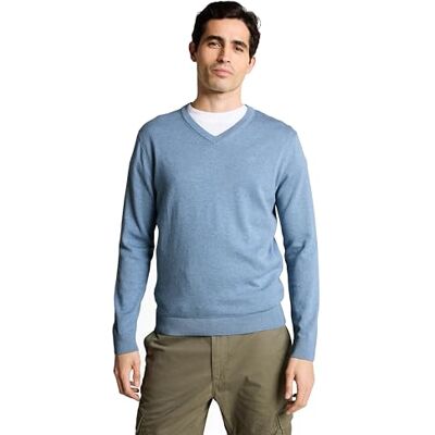 TOM TAILOR Herren 1039811 Strickpullover mit V-Ausschnitt, 39872 Mountain Spring Blue Melange, XL TOM TAILOR Herren 1039811 Strickpullover mit V-Ausschnitt, 39872 Mountain Spring Blue Melange, XL