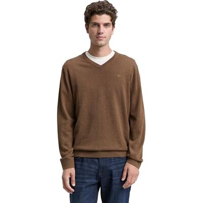TOM TAILOR Herren 1039811 Strickpullover mit V-Ausschnitt, 38678 Dark Taupe Melange, 3XL TOM TAILOR Herren 1039811 Strickpullover mit V-Ausschnitt, 38678 Dark Taupe Melange, 3XL