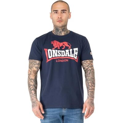 Lonsdale Herren T-Shirt Normale Passform Lion Two Tone L, Navy/Red/White Lonsdale Herren T-Shirt Normale Passform Lion Two Tone L, Navy/Red/White
