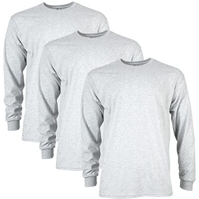 Gildan Uni-Erwachsene Ultra Cotton Long Sleeve Tee Style G2400 Multipack T-Shirt, Aschgrau (3er-Pack), XXL Gildan Uni-Erwachsene Ultra Cotton Long Sleeve Tee Style G2400 Multipack T-Shirt, Aschgrau (3er-Pack), XXL