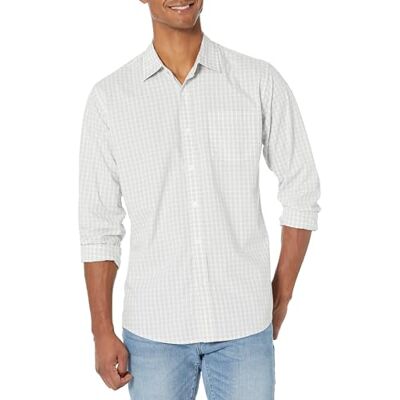Amazon Essentials Herren Langärmeliges Business Hemd aus Popeline, Normale Passform, Gray Check, XL Amazon Essentials Herren Langärmeliges Business Hemd aus Popeline, Normale Passform, Gray Check, XL