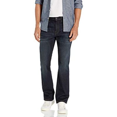 Amazon Essentials Herren Jeans, Slim-Fit-Stretch, Bootcut Auslauffarben, Dunkles Jeansblau, 40W / 30L Amazon Essentials Herren Jeans, Slim-Fit-Stretch, Bootcut Auslauffarben, Dunkles Jeansblau, 40W / 30L
