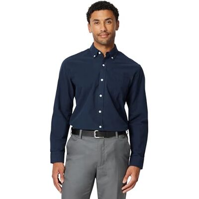Amazon Essentials Herren Langärmeliges Business Oxford-Hemd mit Brusttasche, Normale Passform, Navy, XL Amazon Essentials Herren Langärmeliges Business Oxford-Hemd mit Brusttasche, Normale Passform, Navy, XL