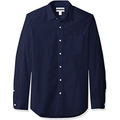 Amazon Essentials Herren Langärmeliges Business Hemd aus Popeline Schmale Passform, Marineblau, XL Amazon Essentials Herren Langärmeliges Business Hemd aus Popeline Schmale Passform, Marineblau, XL
