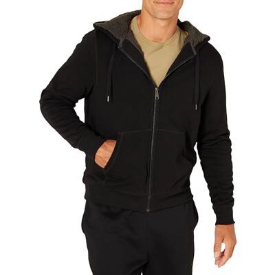 Amazon Essentials Herren Hoodie mit Sherpa-Futter und durchgehendem Reißverschluss, Schwarz, 6XL Große Größen Tall Amazon Essentials Herren Hoodie mit Sherpa-Futter und durchgehendem Reißverschluss, Schwarz, 6XL Große Größen Tall