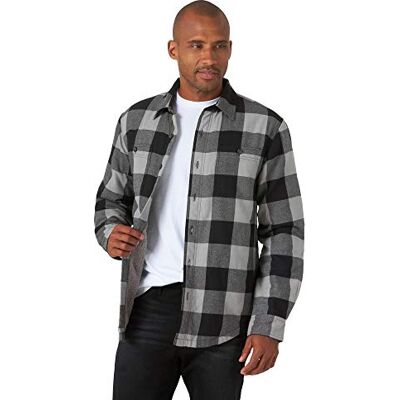 Wrangler Authentics Herren Langärmelige Hemdjacke mit Sherpa-Futter Hemd, Grauer Büffel, Mittel Wrangler Authentics Herren Langärmelige Hemdjacke mit Sherpa-Futter Hemd, Grauer Büffel, Mittel
