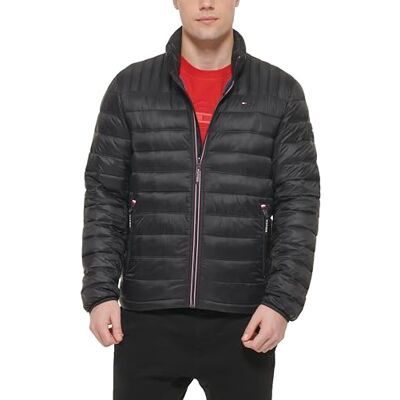 Tommy Hilfiger Ultra Loft Pufferjacke für Herren, leicht verstaubar, in den Größen Standard, Groß und Hochgewachsen, Schwarz, S Tommy Hilfiger Ultra Loft Pufferjacke für Herren, leicht verstaubar, in den Größen Standard, Groß und Hochgewachsen, Schwarz, S