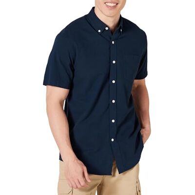Amazon Essentials Herren Kurzärmeliges Oxford-Hemd mit Brusttasche, Normale Passform, Marineblau, XXL Amazon Essentials Herren Kurzärmeliges Oxford-Hemd mit Brusttasche, Normale Passform, Marineblau, XXL