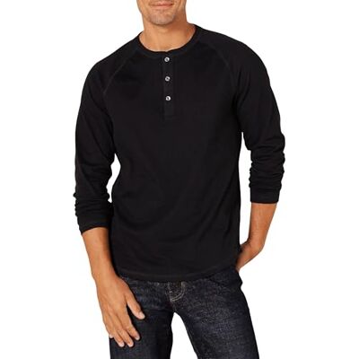 Amazon Essentials Herren Langärmeliges Henley-Shirt, Schwarz, XS Amazon Essentials Herren Langärmeliges Henley-Shirt, Schwarz, XS