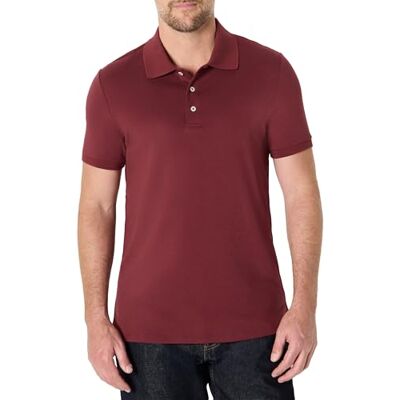 Amazon Essentials Herren Slim Fit: Interlock-Poloshirt, Sattes Burgunderrot, M Amazon Essentials Herren Slim Fit: Interlock-Poloshirt, Sattes Burgunderrot, M