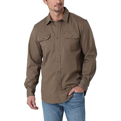 Wrangler Authentics Herren Langärmeliges, Klassisches Gewebtes Hemd mit Button-Down-Kragen, Teak Heather, L Wrangler Authentics Herren Langärmeliges, Klassisches Gewebtes Hemd mit Button-Down-Kragen, Teak Heather, L
