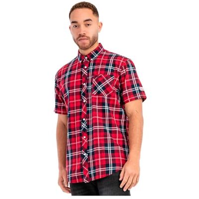 Lonsdale London Brixworth Männer Kurzarmhemd rot/Navy S 100% Baumwolle Basics, Casual Wear, Streetwear Lonsdale London Brixworth Männer Kurzarmhemd rot/Navy S 100% Baumwolle Basics, Casual Wear, Streetwear