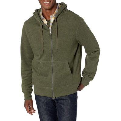 Amazon Essentials Men's Full-Zip Hooded Fleece Sweatshirt, Olive Heather, Medium Amazon Essentials Men's Full-Zip Hooded Fleece Sweatshirt, Olive Heather, Medium