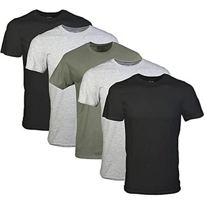 Gildan Herren Crew T-Shirts, Multipack, Style G1100 Unterwäsche, Schwarz/Sportgrau/Militärgrün (5er-Pack), Mittel Gildan Herren Crew T-Shirts, Multipack, Style G1100 Unterwäsche, Schwarz/Sportgrau/Militärgrün (5er-Pack), Mittel
