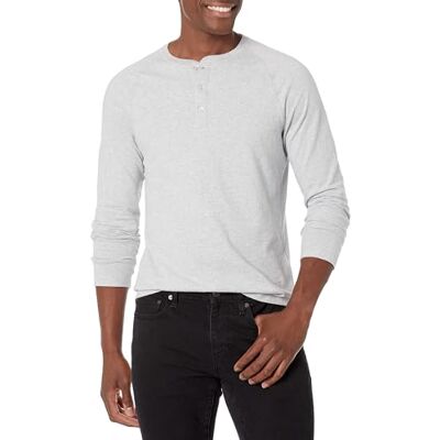 Amazon Essentials Herren Langärmeliges Henley-Shirt, Light Grey Heather, XS Amazon Essentials Herren Langärmeliges Henley-Shirt, Light Grey Heather, XS