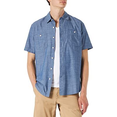 Amazon Essentials Herren Chambray-Hemd mit kurzen Ärmeln in normaler Passform, Leicht Ausgespült, L Amazon Essentials Herren Chambray-Hemd mit kurzen Ärmeln in normaler Passform, Leicht Ausgespült, L