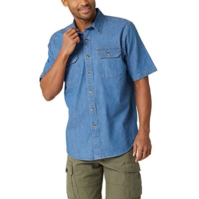 Wrangler Authentics Herren-Kurzarm, klassisch, gewebtes Hemd, Mittlere Wäsche, 3X-Large Groß Wrangler Authentics Herren-Kurzarm, klassisch, gewebtes Hemd, Mittlere Wäsche, 3X-Large Groß
