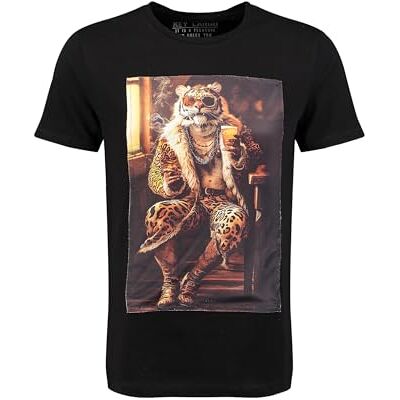 KEYLARGO Key Largo Men T-Shirt MT KLPIMP Tiger Black Round KEYLARGO Key Largo Men T-Shirt MT KLPIMP Tiger Black Round
