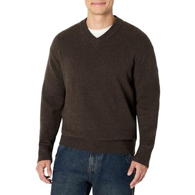 Amazon Essentials Herren Regular-Fit-Pullover aus Baumwollmischung mit V-Ausschnitt, Schokoladenbraun Meliert, XXL Amazon Essentials Herren Regular-Fit-Pullover aus Baumwollmischung mit V-Ausschnitt, Schokoladenbraun Meliert, XXL