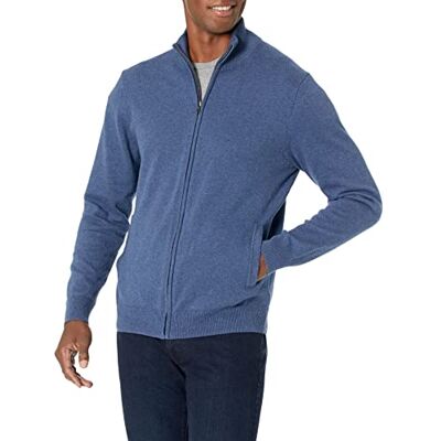 Amazon Essentials Herren Pullover mit durchgehendem Reißverschluss, Blau Heide, XL Amazon Essentials Herren Pullover mit durchgehendem Reißverschluss, Blau Heide, XL