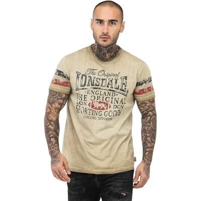 Lonsdale Herren T-Shirt Normale Passform SKELD XL, Sand/Navy/Red Lonsdale Herren T-Shirt Normale Passform SKELD XL, Sand/Navy/Red