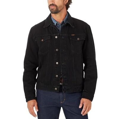 Wrangler Western-Jeansjacke für Herren, ungefüttert, Cowboy-Schnitt, Schwarz (Shadow Black), M Wrangler Western-Jeansjacke für Herren, ungefüttert, Cowboy-Schnitt, Schwarz (Shadow Black), M