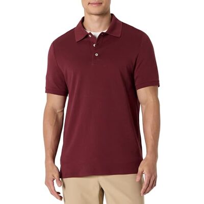 Amazon Essentials Regular Fit Interlock Poloshirt, Rich Burgunderrot, XL Amazon Essentials Regular Fit Interlock Poloshirt, Rich Burgunderrot, XL