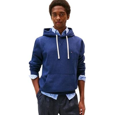Tommy Hilfiger Herren Hoodie Seasonal Fleece mit Bauchtasche, Blau (Heathered Blue), XXXL Tommy Hilfiger Herren Hoodie Seasonal Fleece mit Bauchtasche, Blau (Heathered Blue), XXXL