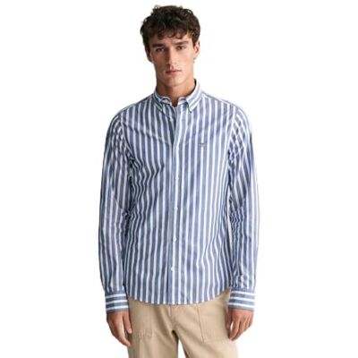GANT Herren Reg Poplin Stripe Shirt Klassisches Hemd, College Blue, 3XL EU GANT Herren Reg Poplin Stripe Shirt Klassisches Hemd, College Blue, 3XL EU