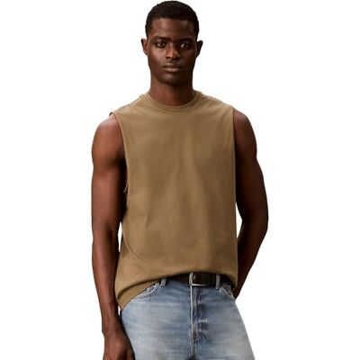 Calvin Herren Tank Top Badge Muscle aus Baumwolle, Braun (Capers), 2XL Calvin Herren Tank Top Badge Muscle aus Baumwolle, Braun (Capers), 2XL