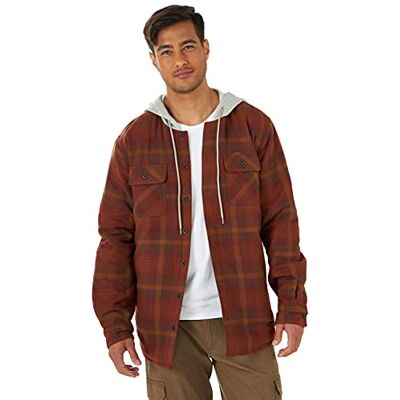 Wrangler Authentics Herren Langärmelige, Gesteppte, Gefütterte Flanell-hemdjacke mit Kapuze Hemd, Toffee, XL Wrangler Authentics Herren Langärmelige, Gesteppte, Gefütterte Flanell-hemdjacke mit Kapuze Hemd, Toffee, XL