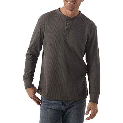Wrangler Authentics Herren Langärmeliges Waffelmuster Henley-Hemd, Dunkles Charcoal, L Wrangler Authentics Herren Langärmeliges Waffelmuster Henley-Hemd, Dunkles Charcoal, L