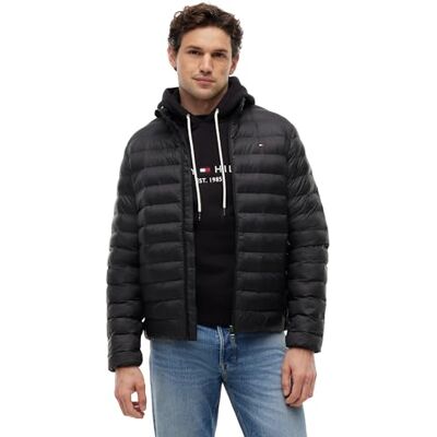 Tommy Hilfiger Herren Steppjacke Verstaubar aus Nylon, Schwarz (Black), M Tommy Hilfiger Herren Steppjacke Verstaubar aus Nylon, Schwarz (Black), M