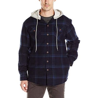 Wrangler Authentics Herren Langärmelige, Gesteppte, Gefütterte Flanell-hemdjacke mit Kapuze Button-Down-Shirt, Marineblau, M Wrangler Authentics Herren Langärmelige, Gesteppte, Gefütterte Flanell-hemdjacke mit Kapuze Button-Down-Shirt, Marineblau, M