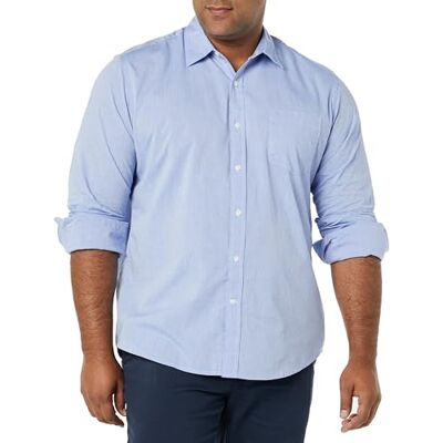 Amazon Essentials Herren Langärmeliges Business Hemd aus Popeline, Normale Passform, French Blue, XXL Amazon Essentials Herren Langärmeliges Business Hemd aus Popeline, Normale Passform, French Blue, XXL