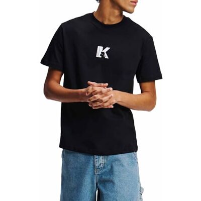 KARL LAGERFELD JEANS , Herren, Normales Kurzarm-T-Shirt Mit K-Logo, Normale Passform, Schwarz, S KARL LAGERFELD JEANS , Herren, Normales Kurzarm-T-Shirt Mit K-Logo, Normale Passform, Schwarz, S