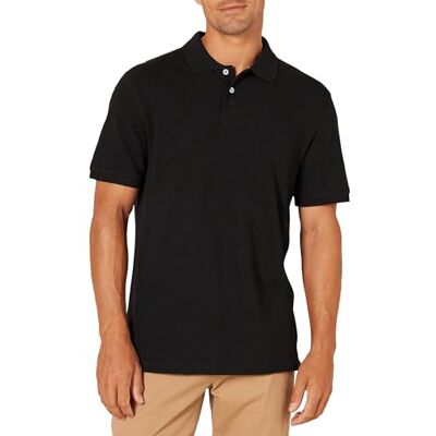 Amazon Essentials Men's Slim-Fit Cotton Pique Polo Shirt, Black, Medium Amazon Essentials Men's Slim-Fit Cotton Pique Polo Shirt, Black, Medium