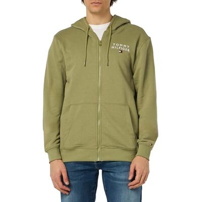 Tommy Hilfiger Herren Hoodie mit Reißverschluss Zipper, Grün (Faded Olive), S Tommy Hilfiger Herren Hoodie mit Reißverschluss Zipper, Grün (Faded Olive), S