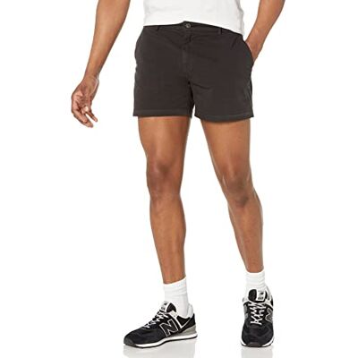 Amazon Essentials Goodthreads Men's 5" Inseam Flat-Front Stretch Chino Short Shorts, -black, 38 Amazon Essentials Goodthreads Men's 5" Inseam Flat-Front Stretch Chino Short Shorts, -black, 38