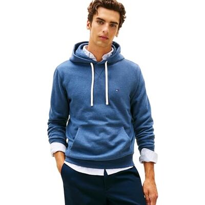 Tommy Hilfiger Herren Hoodie Seasonal Fleece mit Bauchtasche, Blau (Aegean Sea Heather), M Tommy Hilfiger Herren Hoodie Seasonal Fleece mit Bauchtasche, Blau (Aegean Sea Heather), M