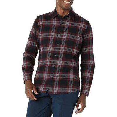 Amazon Essentials Herren-Flanellhemd, schmale Passform, langärmelig, Knopfleiste, kariert, Schwarz / Burgunderrot, Größe XS Amazon Essentials Herren-Flanellhemd, schmale Passform, langärmelig, Knopfleiste, kariert, Schwarz / Burgunderrot, Größe XS
