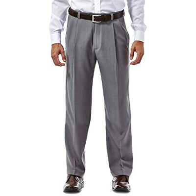 Haggar Herren ECLO Stria Expandable Waist Faltenband vorne Grau 32W / 30L Haggar Herren ECLO Stria Expandable Waist Faltenband vorne Grau 32W / 30L