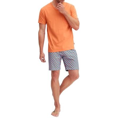CALIDA Relax Imprint Kurz-Pyjama, Schlafanzug Herren, 100% Baumwolle, atmungsaktiv, hautfreundlich, pflegeleicht Juicy orange 56 CALIDA Relax Imprint Kurz-Pyjama, Schlafanzug Herren, 100% Baumwolle, atmungsaktiv, hautfreundlich, pflegeleicht Juicy orange 56